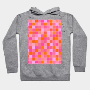 Pink and Orange, Grid, Mosaic Pattern Hoodie